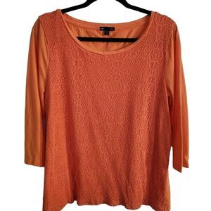 Gap Factory 3/4 Sleeve Crochet Front Overlay Top Size XXL